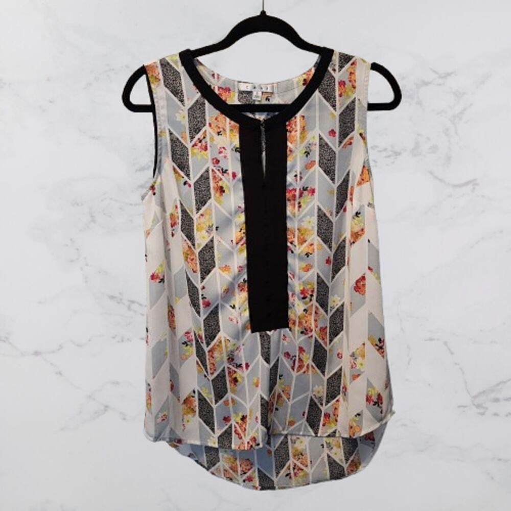 CAbi 249 SMALL Top Sleeveless Tank Cami GROSGRAIN RIBBON Keyhole